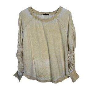 Jane and Delancey Anthro Ruched Long Sleeve Thermal Top Yellow Womens Medium